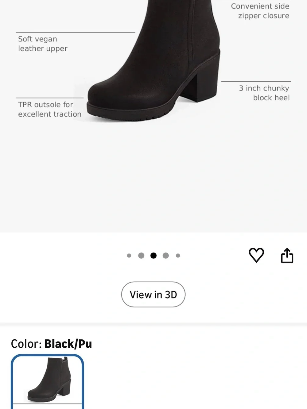 Dream Pairs Black Chunky Heel Ankle Booties - Picture 2 of 5